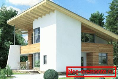 Casa residencial con un cobertizo de techo.
