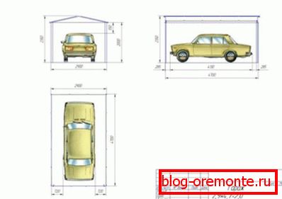 Dibujo del garaje para un coche de corrugado.