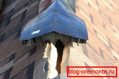 Aireador Ridge en un techo blando