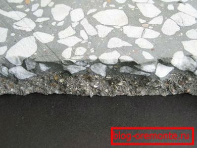 Hormigón con escombros de mármol. Hormigón con escombros de mármol.
