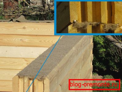 Mezhventsovy material de yute y lino para aislar las costuras de edificios de madera