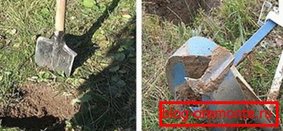 Puede cavar una pala y hacer ranuras con la ayuda de un agujero. Puede cavar una pala y hacer ranuras con la ayuda de un agujero.