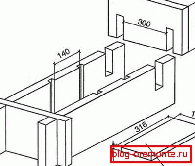 En la foto - una de las opciones para la construcción del tablero o contrachapado. En la foto - una de las opciones para la construcción del tablero o contrachapado.