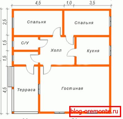 El diseño más común de una pequeña casa de campo