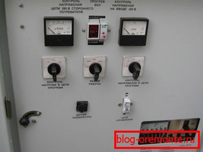 Panel de control de la central de calefacción de hormigón.