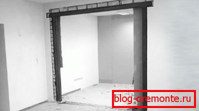 Barra transversal en la abertura de la pared.