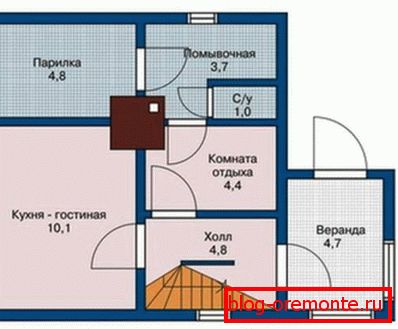 Plano del primer piso de la casa con baño. Plano del primer piso de la casa con baño.