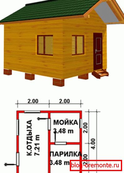 Diseño de casa de baños 4x4