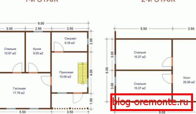 Plano de muestra de una casa de dos pisos. Plano de muestra de una casa de dos pisos.