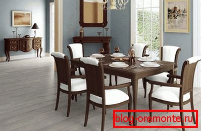 La combinación de laminado ligero con paredes azul plata.