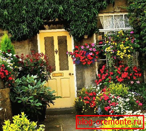 Decoración con plantas con flores.